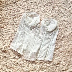 Bridal Angel Core White Lace Sheer Bustier Lingerie Top Womens 34B Feminine Twee